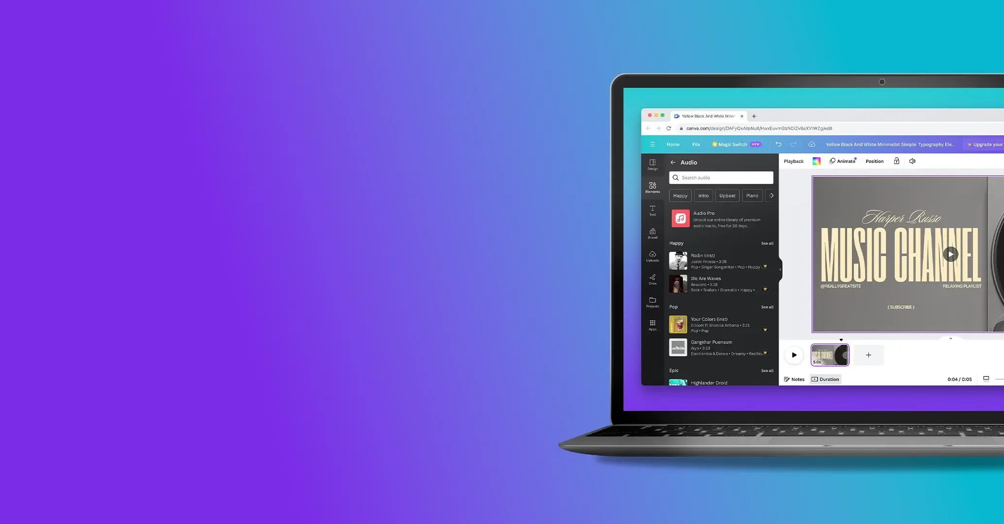 Ajoute ta musique sur Canva