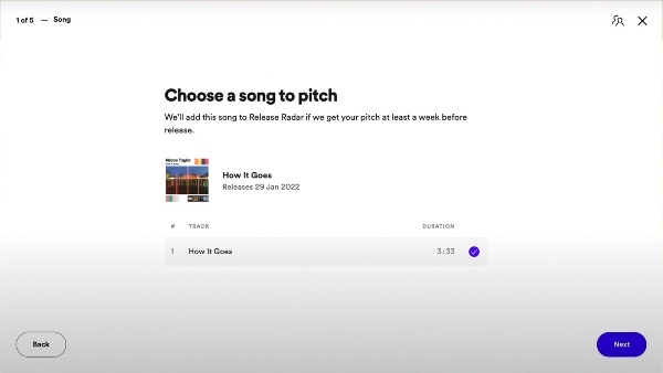 How to get your music on Spotify playlists - choose your song