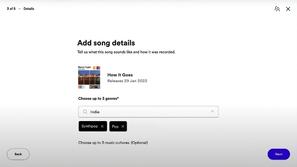 How to get your music on Spotify playlists - add song details