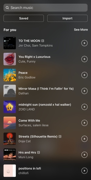 How to promote music on Instagram Reels - music library