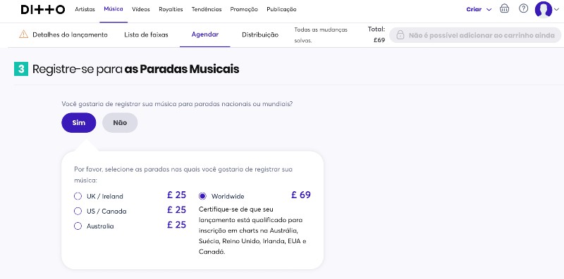 Registre músicas para as paradas oficiais