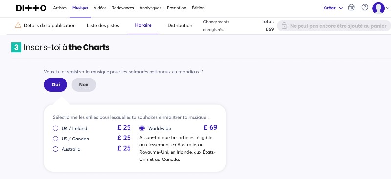 Enregistrez de la musique pour les classements officiels