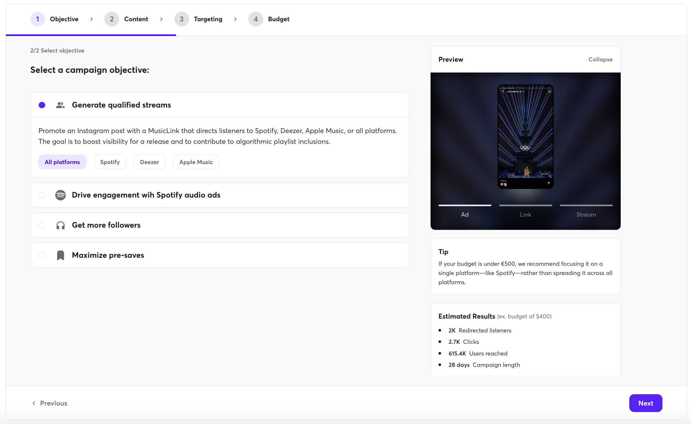 Run ads for your music