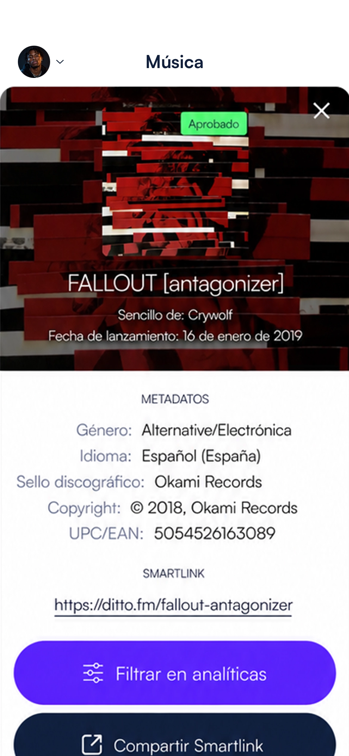 Promociona la pantalla de música con opciones inteligentes para compartir enlaces