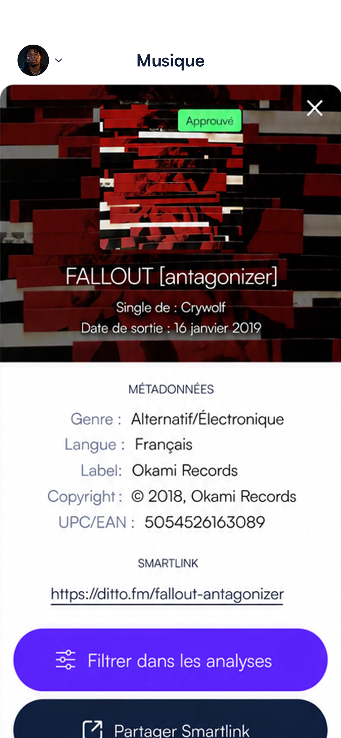 Mettre en avant l'écran Musique avec des options de partage de liens intelligentes
