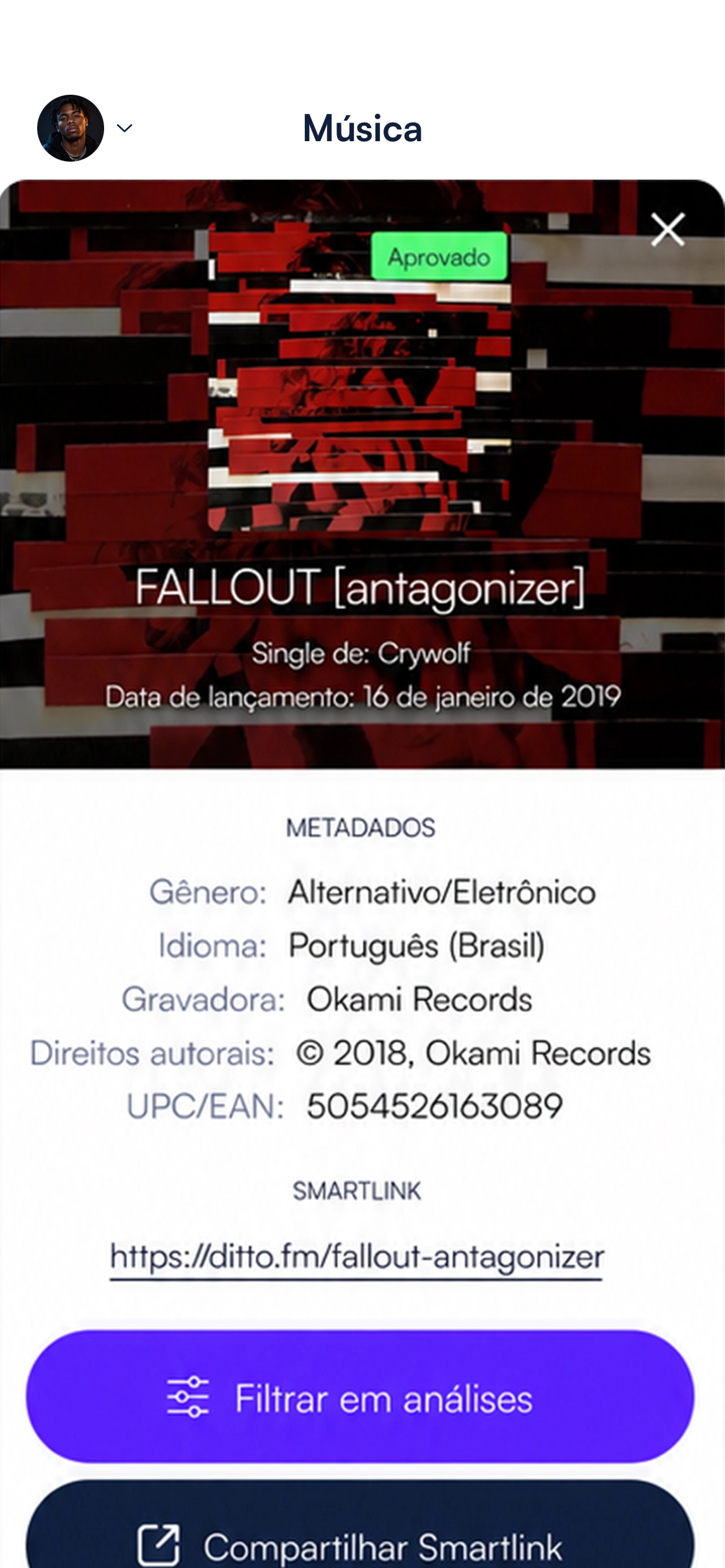 Promova a tela de música com opções inteligentes de compartilhamento de links