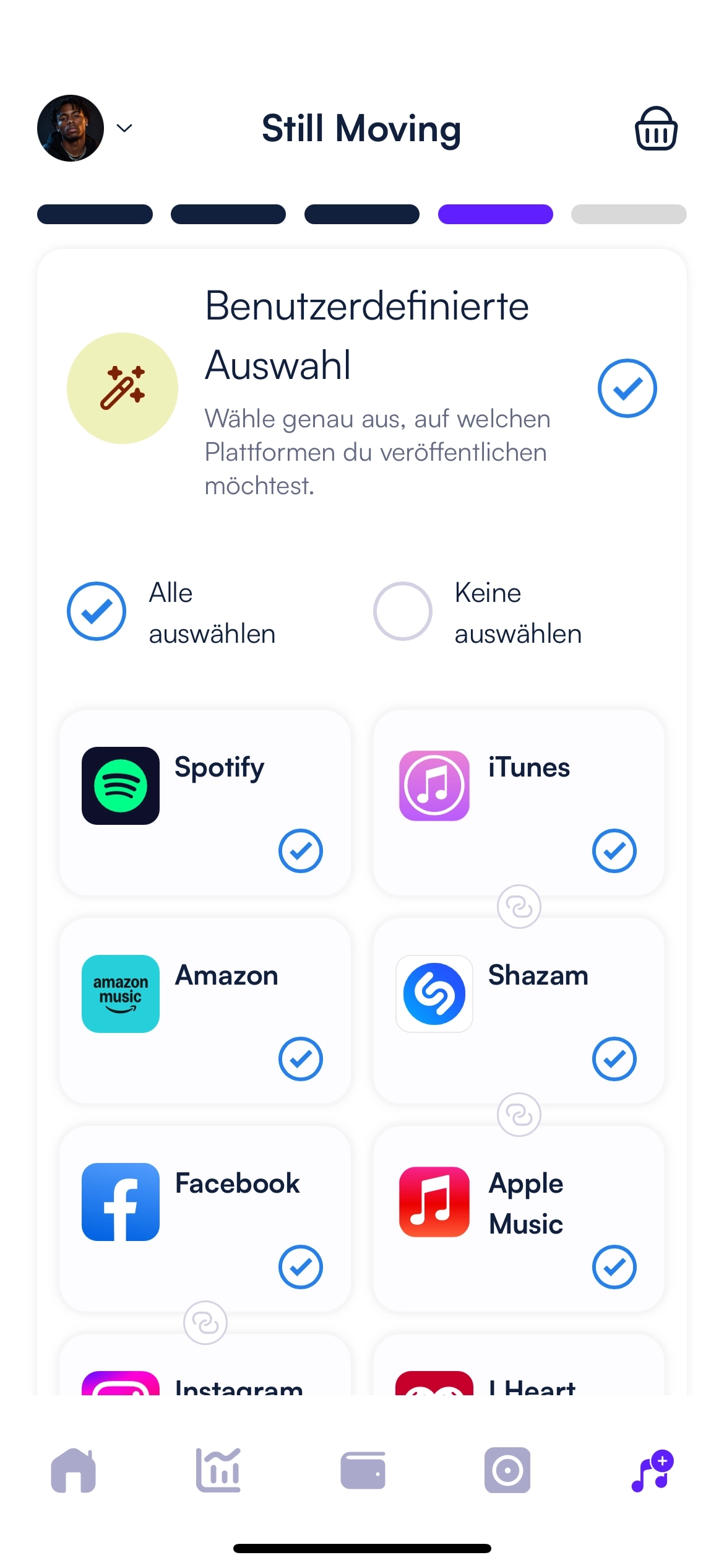Bildschirm des Release Builders zur Auswahl der Plattformen für eine neue Veröffentlichung