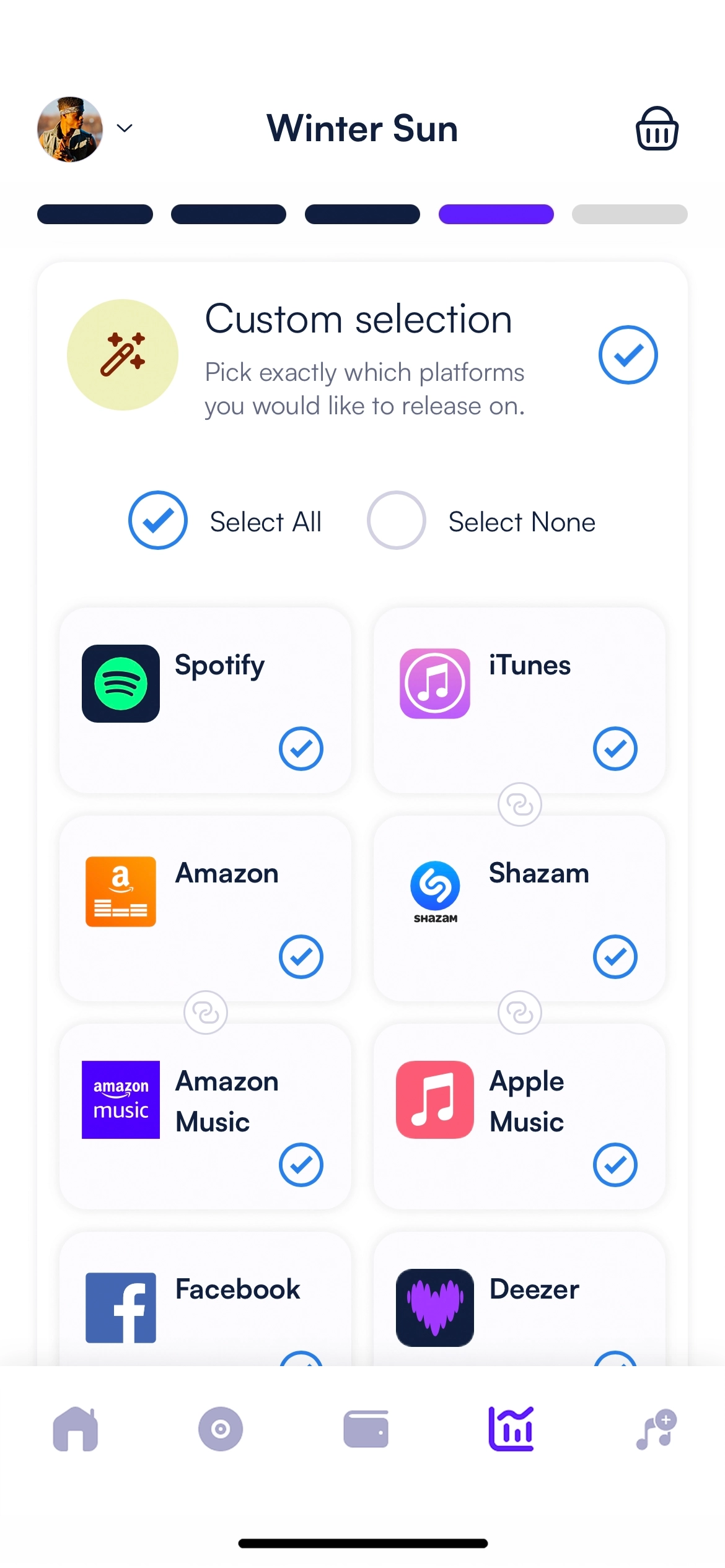 Release builder screen choosing stores for a new release